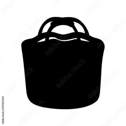 Silhouette of a stylish market basket with double handles for shopping