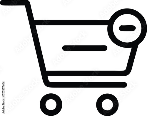 Remove or decrease quantity symbolized by an icon of black shopping cart