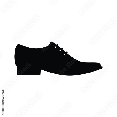 Black silhouette of a men's lace-up dress shoe footwear