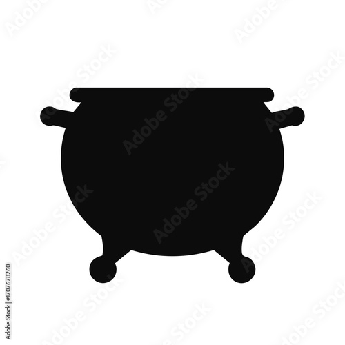 Black silhouette of a simple cauldron with four legs