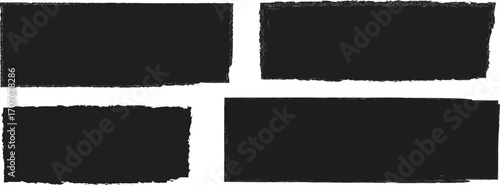 Set of rectangular grunge template backgrounds. Black square shapes.ripped jagged borders.text, brush borders, banner, sticker design