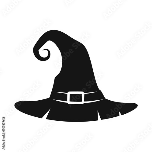 Black Silhouette of a Witch Hat with Belt Detail Halloween