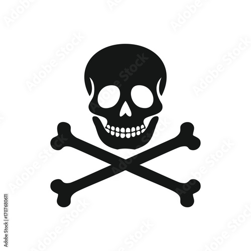 Black Skull and Crossbones Silhouette danger death
