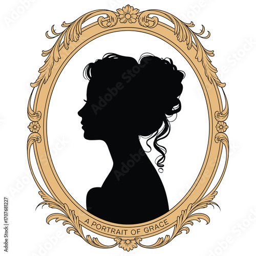Vector art of silhouette portrait of a woman