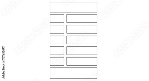 A graphic design of a vertical grid of rectangular boxes, showcasing an organized and structured layout.