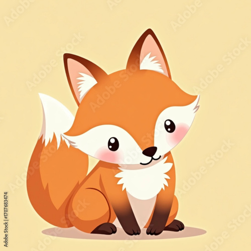 Charming Fox Illustration: An endearing fox illustration, full of warmth and playfulness, sits against a soft backdrop, captivating with its friendly demeanor.