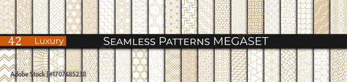 seamless geometric luxury golden pattern set, collection of 90s patterns