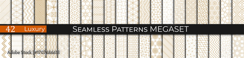 seamless geometric luxury golden pattern set, collection of 90s patterns