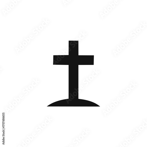 Simple black cross on a mound silhouette christianity