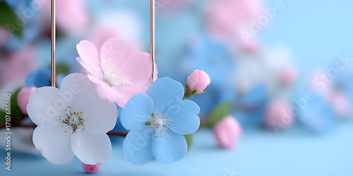 delicate blurred floral dreamy pastel frame.