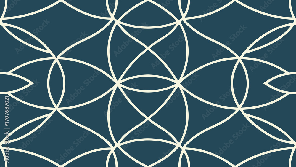 Fototapeta premium Elegant Geometric Seamless Pattern with Intersecting Circles, Classic Vector Background