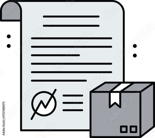 Document With Seal And Shipping Box On White Background contract agreement