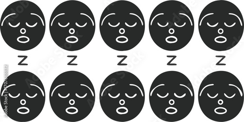 Illustration showing multiple sleeping faces with closed eyes and the letter z below each face icon