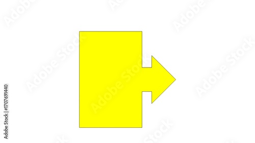 Yellow Arrow with Square Base, isolated on white background