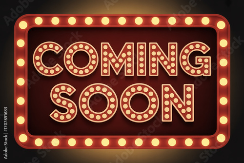 Exciting announcement imminent with vintage marquee sign glowing bright, building anticipation for your next big reveal or product launch