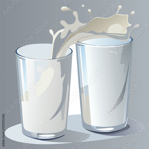 Milk vector. milk.  Realistic glass of milk isolated on transparent background. Vector illustration. Glass of milk. Toasting with Milk Glass. Tall glass of milk against a white background. 