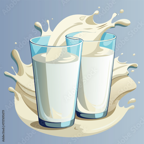 Milk vector. milk.  Realistic glass of milk isolated on transparent background. Vector illustration. Glass of milk. Toasting with Milk Glass. Tall glass of milk against a white background. 