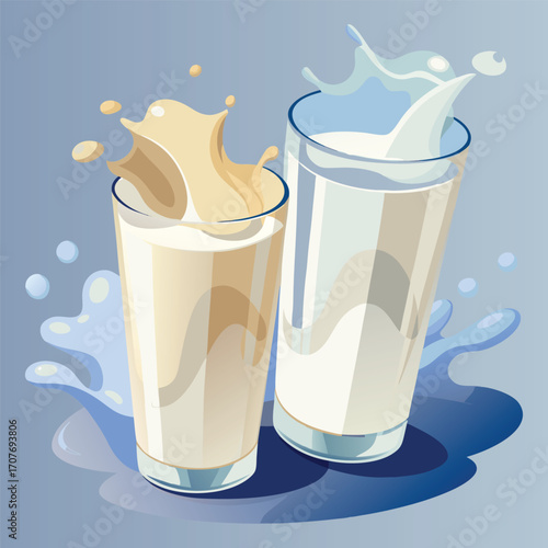 Milk vector. milk.  Realistic glass of milk isolated on transparent background. Vector illustration. Glass of milk. Toasting with Milk Glass. Tall glass of milk against a white background. 