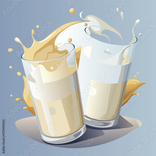 Milk vector. milk.  Realistic glass of milk isolated on transparent background. Vector illustration. Glass of milk. Toasting with Milk Glass. Tall glass of milk against a white background. 
