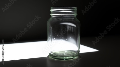 Transparent Glass Jar Against Dark Background