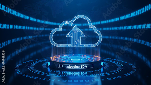 Obraz na płótnie Cloud computing technology upload data transfer and storage server backup