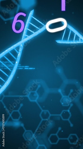 Animation of data processing over dna strands and numbers