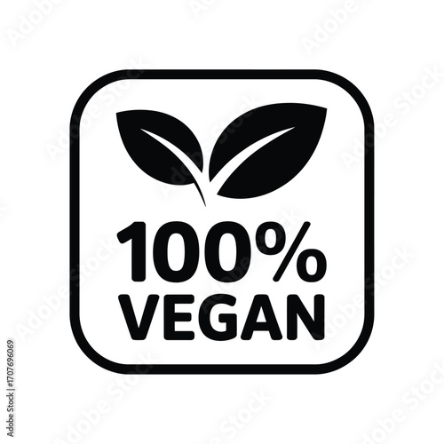 Vegan certification symbol with leaves and text