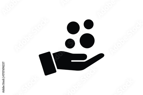Hand receiving falling coins icon