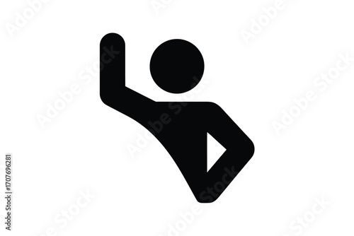 Silhouette of a person with one arm raised in a dynamic pose