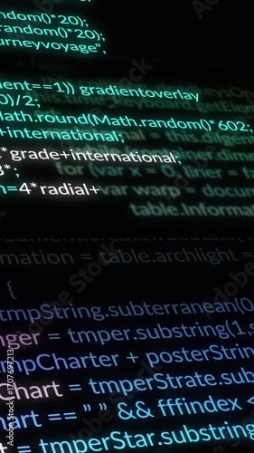 Data processing over green computer servers on black background