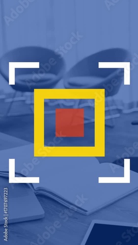 Animation of data processing over laptop in office