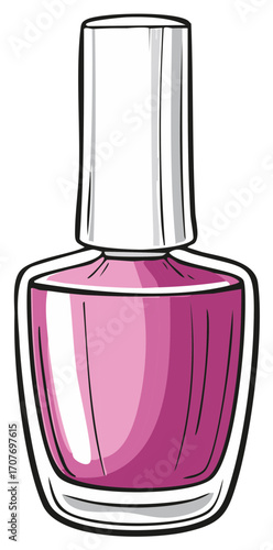 Pink nail polish bottle illustration, beauty product, feminine design