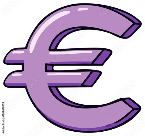 Stylized Purple Euro Currency Symbol Icon Illustrating Finance and European Economy