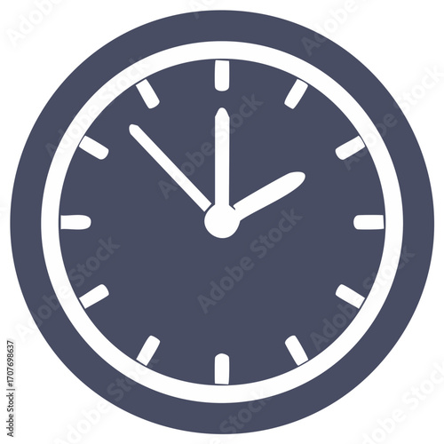 Minimalist clock illustration showing time two ten, simple round design