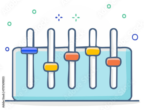 Colorful hand-drawn control panel with multiple faders for adjusting options