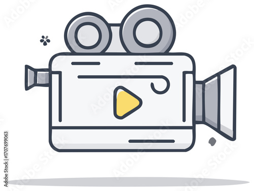 Retro Camcorder Graphic Illustration Icon of Video Playback Device for Filmmaking
