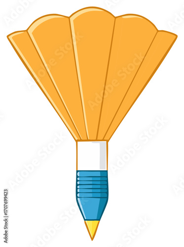 Stylized Dart Illustration With Orange Flight and Blue Body. Pointed Tip and Grooves.