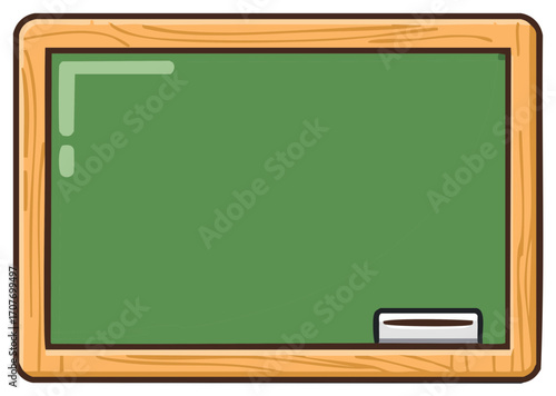 Green Chalkboard with Wooden Frame and Eraser Illustration