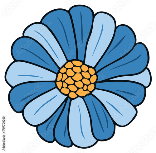 Blue and Yellow Flower Vector Illustration for Decoration and Design
