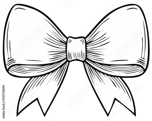 Hand drawn bow tie illustration sketch decorative ribbon element classic vintage style