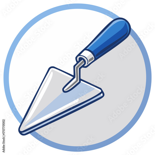 Vector Illustration of Pointing Trowel with Blue Handle in Circle