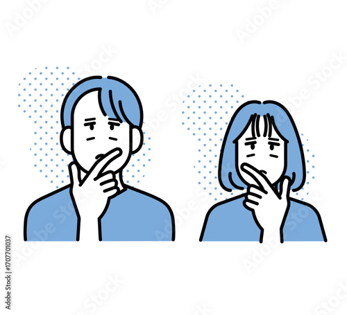 考え事をする医師達のカットイラスト素材セット