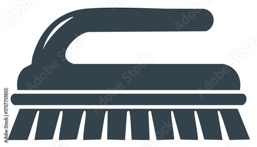 Vector Illustration of a Dark Blue Scrubbing Brush for Cleaning Purposes