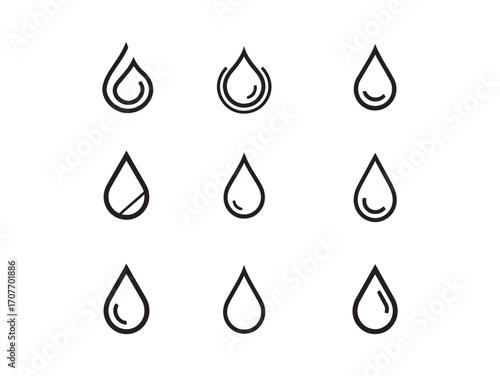 Water Drop Line Art Gentle Falling Beauty
