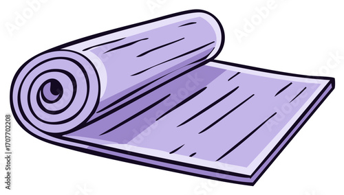 Light Purple Exercise Mat Unrolled and Rolled Showing Texture and Fitness Preparation