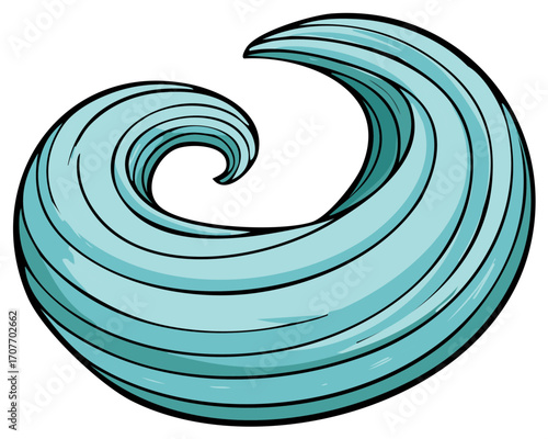 Oceanic Whirlwind Graphic Design Element Depicting Swirling Blue Waves and Currents with Curving Lines and Energetic Movement