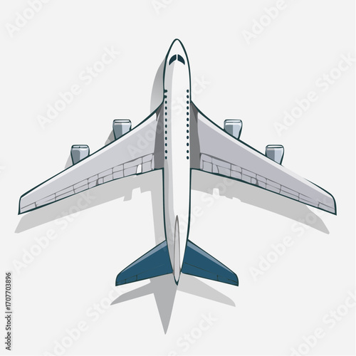 Top View Illustration of Passenger Airplane