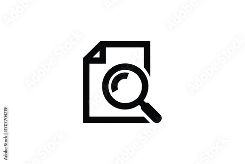 Magnifying glass over document icon for search and analysis