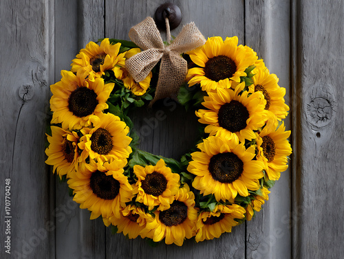 rustic wooden frame sunflowers burlap ribbon.