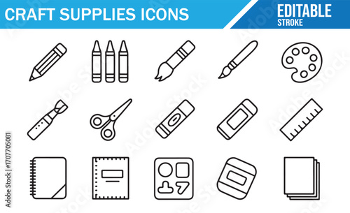 Crafting illustration icons with sketching, notebook, and handmade elements